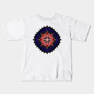 Circular Pointed Mandala Red-Pink-Purple Kids T-Shirt